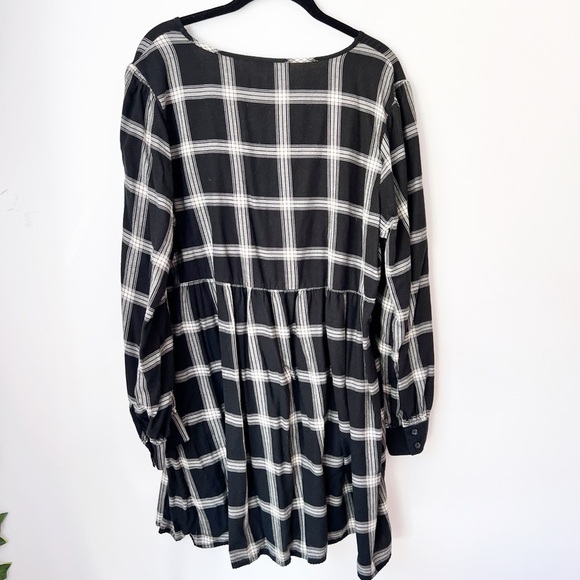 Knox rose Black Plaid Dress Long Sleeve Casual Lagenlook Boho - Picture 7 of 7
